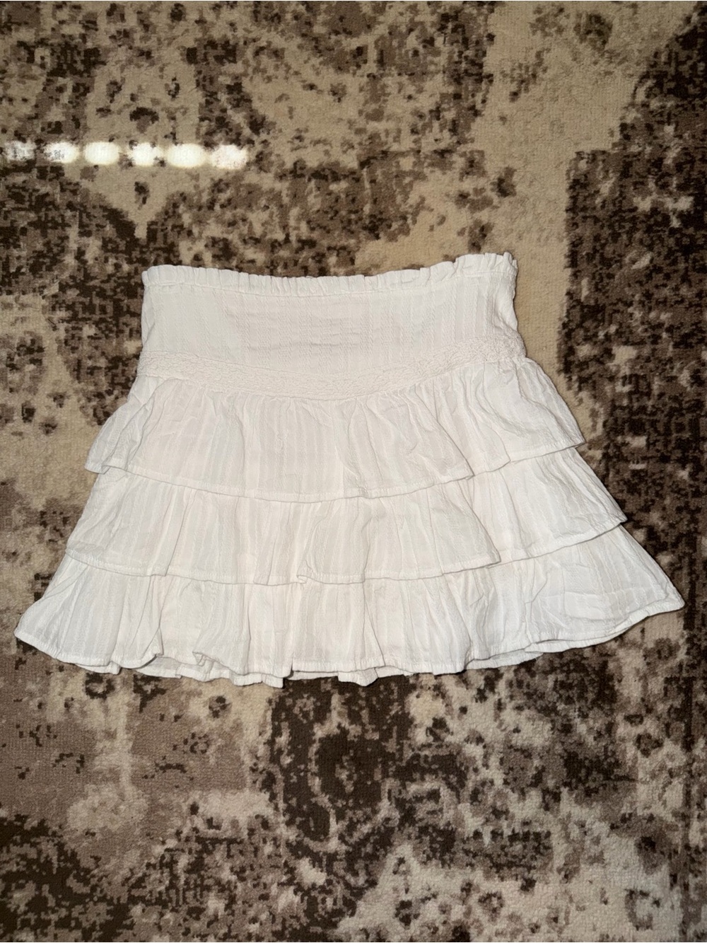 White Tiered Ruffle Mini Skirt